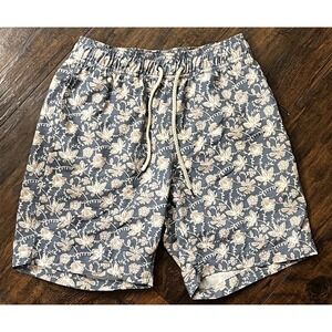 Faherty Classic Floral Print Board Shorts, Men's Size Small